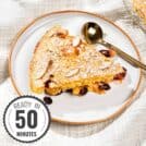 A slice of apple breakfast bake with time stamp at the left bottom corner | Hurry The Food Up
