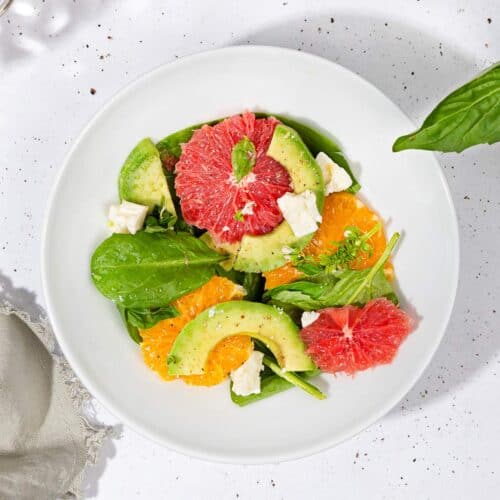 A birds eye view of avocado citrus salad | Hurry The Food Up