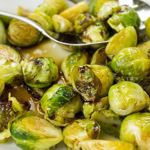 Roasted Brussel Sprouts with Balsamic - Sweet & Crispy - brussel sprouts with balsamic cream ready to eat #sprouts #Thanksgiving | hurrythefoodup.com