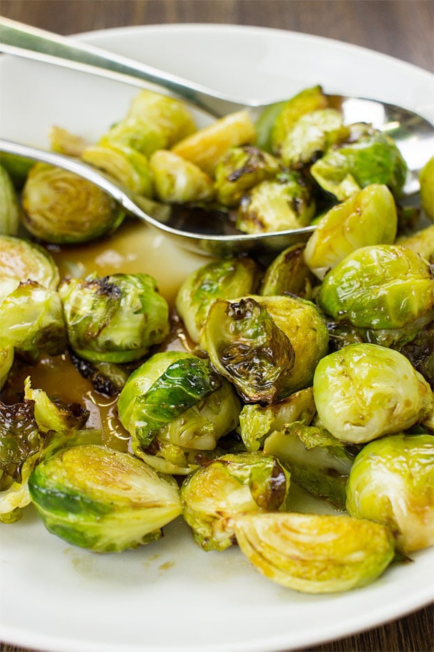Roasted Brussel Sprouts with Balsamic - Sweet & Crispy - brussel sprouts with balsamic cream ready to eat #sprouts #Thanksgiving | hurrythefoodup.com