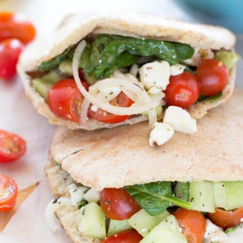 Two veggie pitas served one on top the other | Hurry The Food Up
