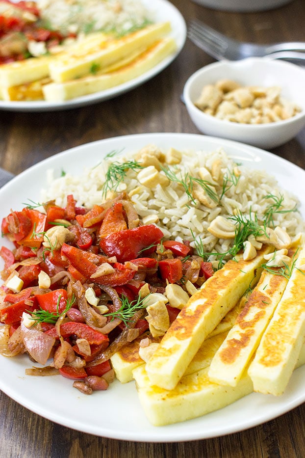 Squidgy Fried Halloumi with Crushed Nuts – less painful than it sounds – Fried Halloumi with Crushed Nuts are ready #lemon juice #cayenne pepper | hurrythefoodup.com