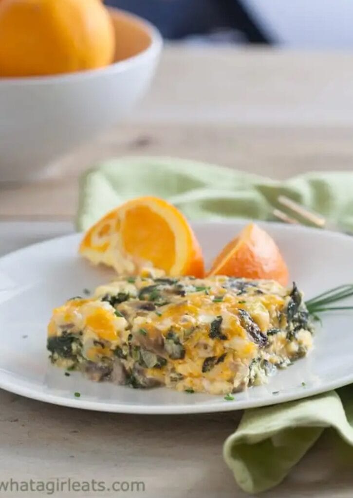 Spinach Mushroom Egg Casserole - Cottage Cheese Recipes | Hurry The Food Up